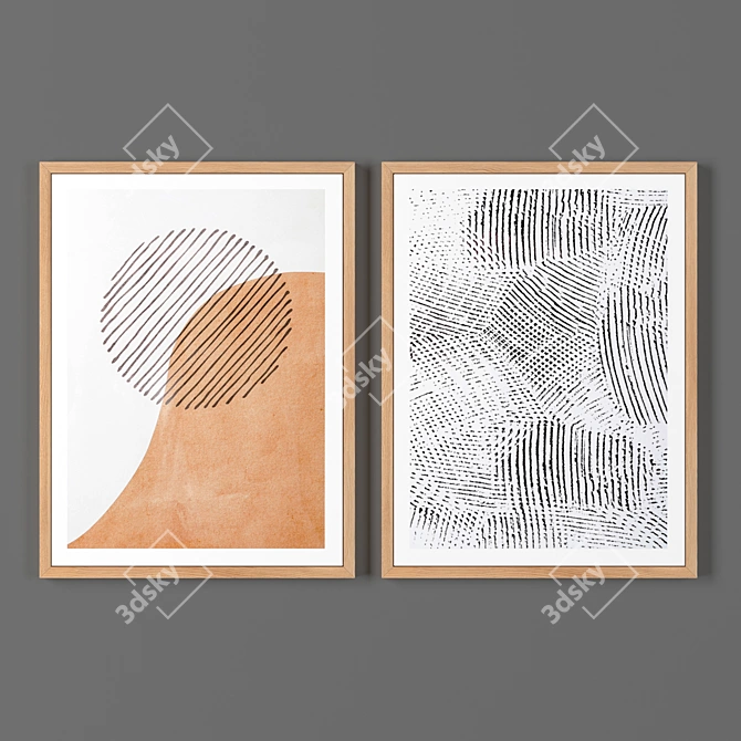 Wooden Frame Set: 2 Frames, 400x600mm 3D model image 1