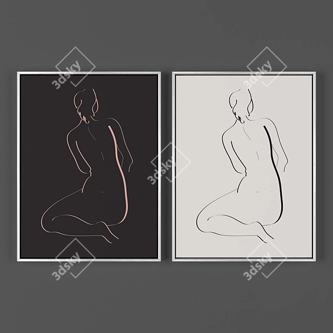  Metallic Frame Collection - Set of 2 Frames 3D model image 1