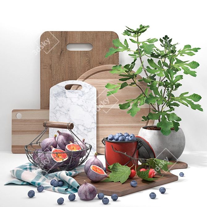 Fig Tree Vase: Elegant Decor Set 3D model image 1