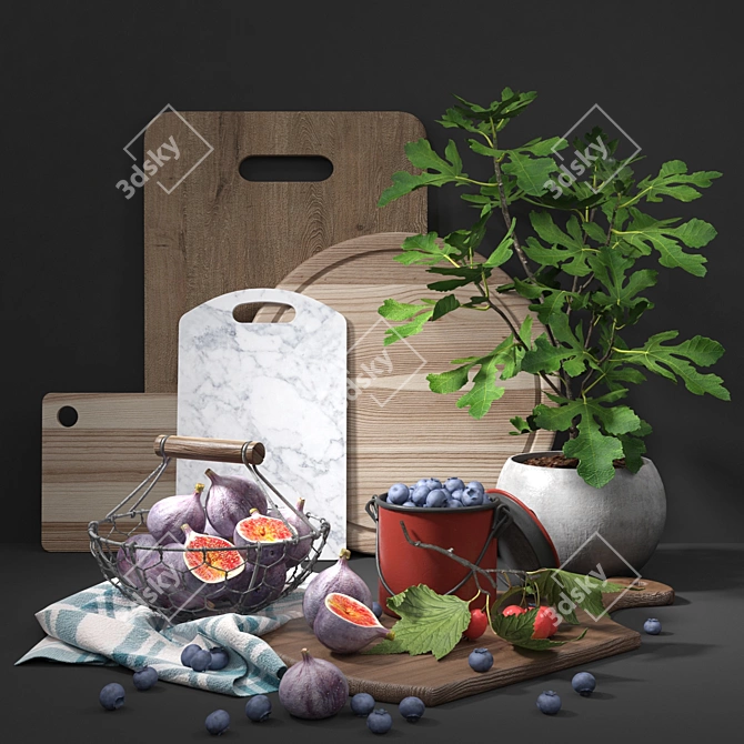 Fig Tree Vase: Elegant Decor Set 3D model image 2