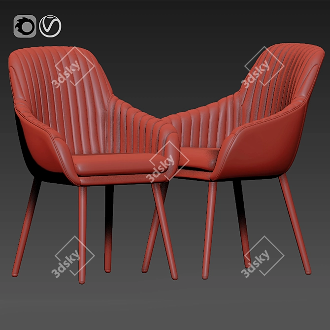 Elegant Rochelle Dining Chair 3D model image 2