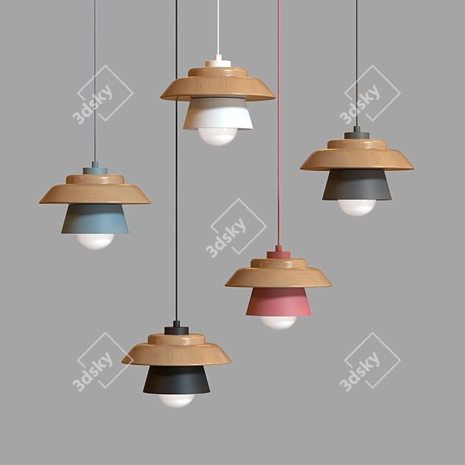 Scandinavian Wooden Pendant Light 3D model image 1