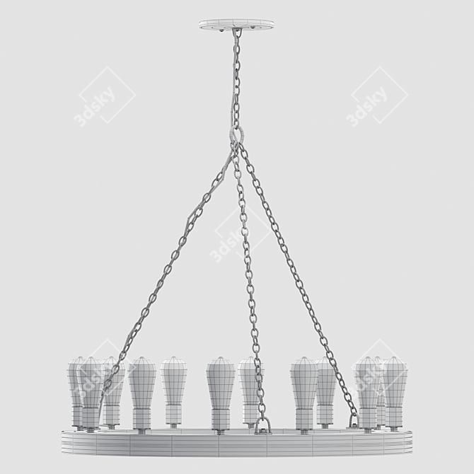 Geoffrey Wood & Iron Chandelier 3D model image 3