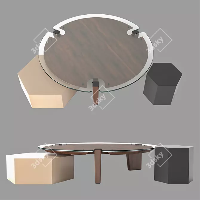 Sleek Modern Coffee Table 3D model image 1