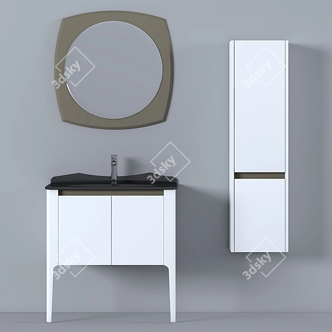 Modern Bathroom Furniture Set | Troy2 80cm 3D model image 1