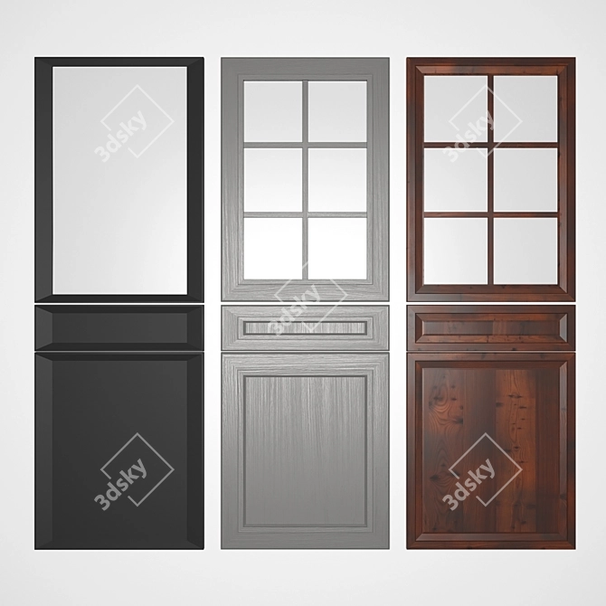 Sleek Matte Glass Kitchen Facades 3D model image 1