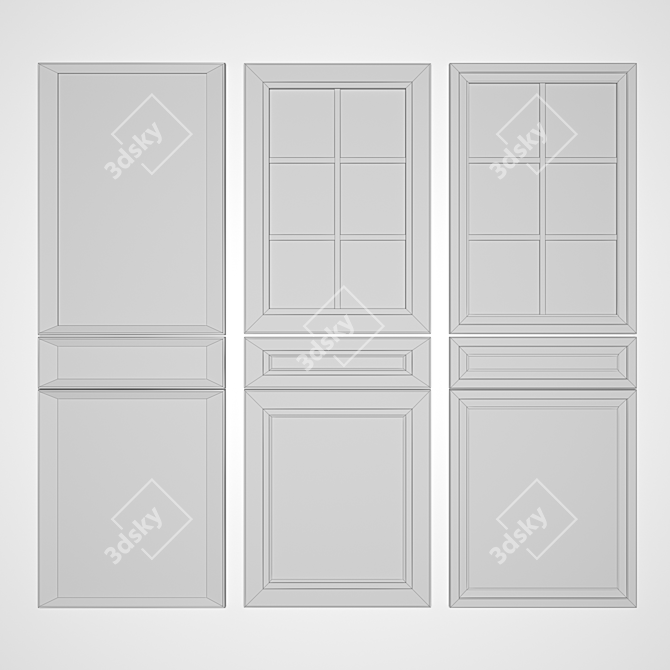 Sleek Matte Glass Kitchen Facades 3D model image 3