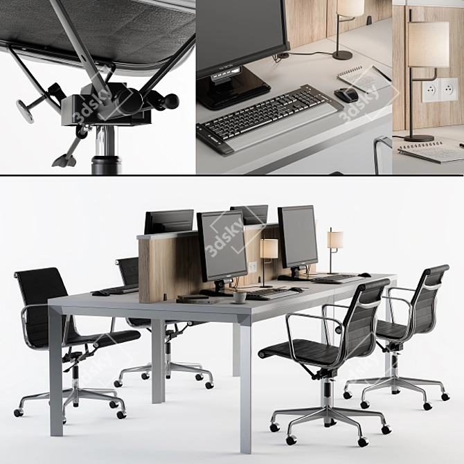 Modern Office Furniture Set 3D model image 1