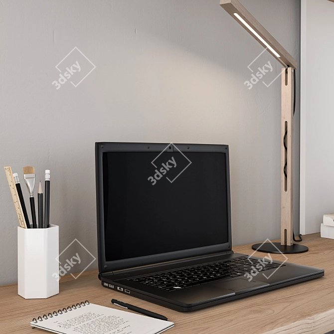 Stylish White Home Office 3D model image 3