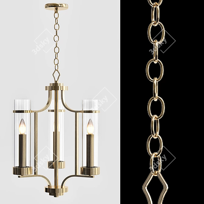 Vintage Gold Chandelier: Milan Collection 3D model image 1