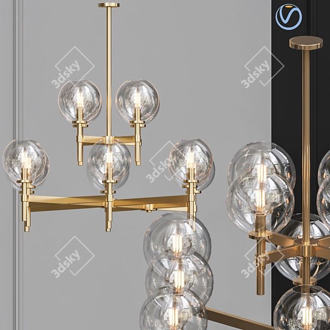 Elegant Jade Chandelier L 3D model image 1