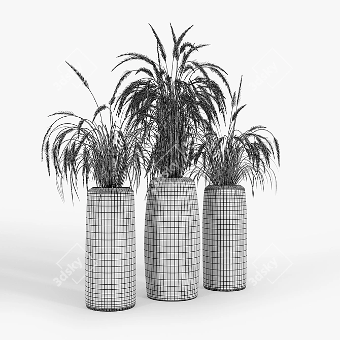 Striped Gray Tall Vase 3D model image 3