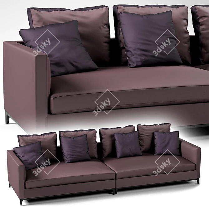 Modern Crescent Sofa: Stylish and Versatile 3D model image 2