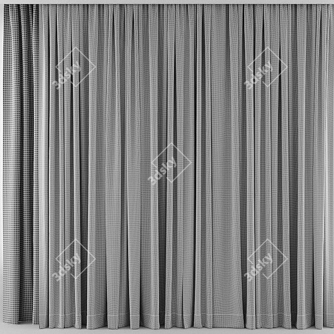 Silk Pleated Curtains and Sheer  3D model image 3