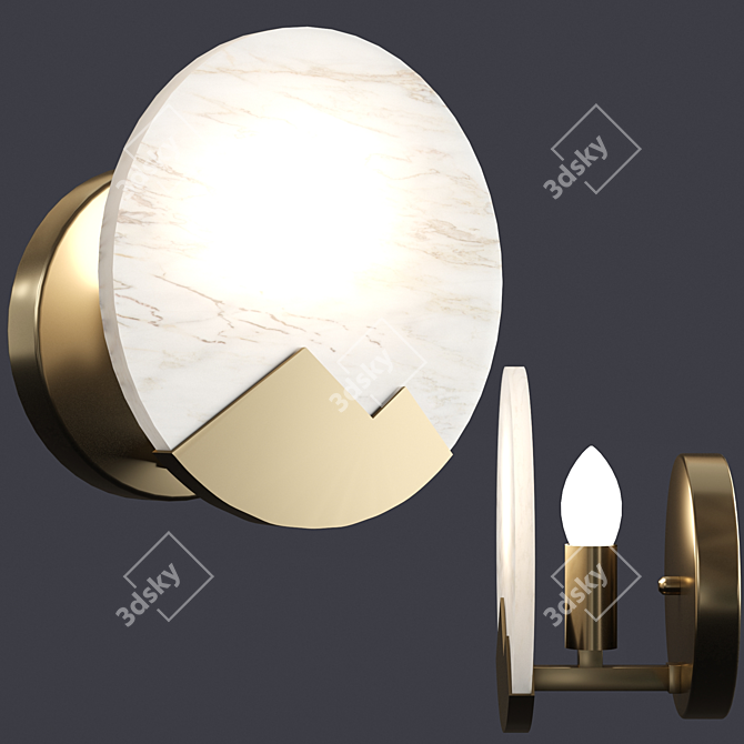 Elegant Stone Wall Lamp 3D model image 1