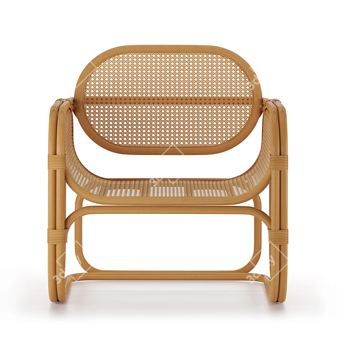 Minimalist Rattan Lounge Chair 3D model image 2