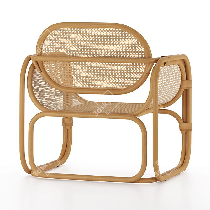 Minimalist Rattan Lounge Chair 3D model image 3