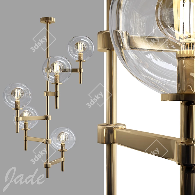 Elegant Jade Chandelier 3D model image 1