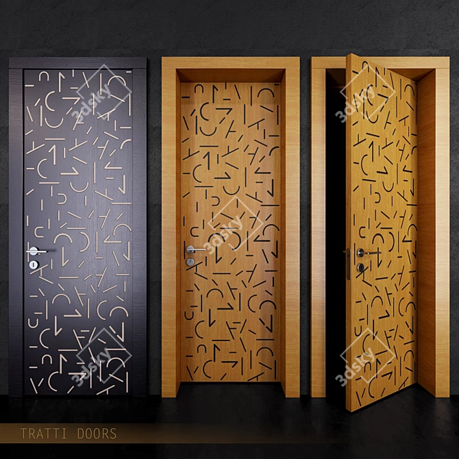 Elegant Tratti Wenge Oak Door 3D model image 1