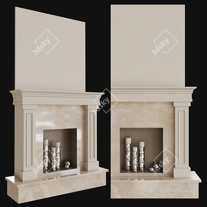 Elegant Decorative Fireplace 3D model image 1