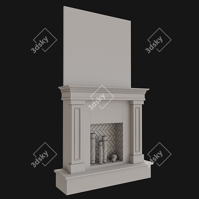 Elegant Decorative Fireplace 3D model image 2