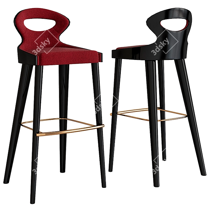 Potocco Paddle Barstool: Elegant and Functional 3D model image 1