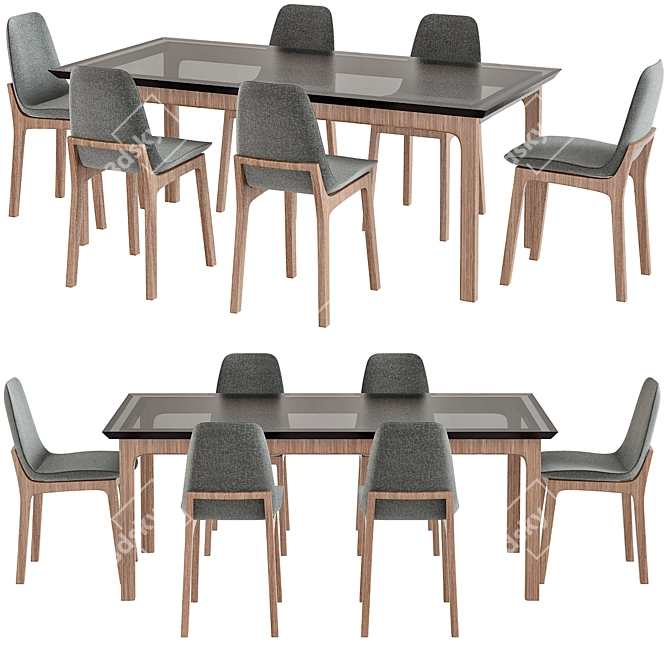 Elegant  Ventura Dining Set 3D model image 1