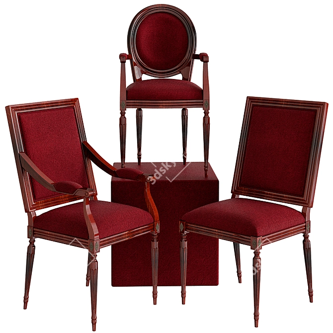 Resto Classic Upholstered Chairs 3D model image 1