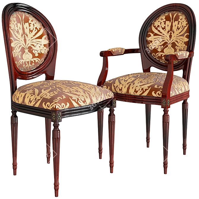Elegant Louis Modern Chair 3D model image 1