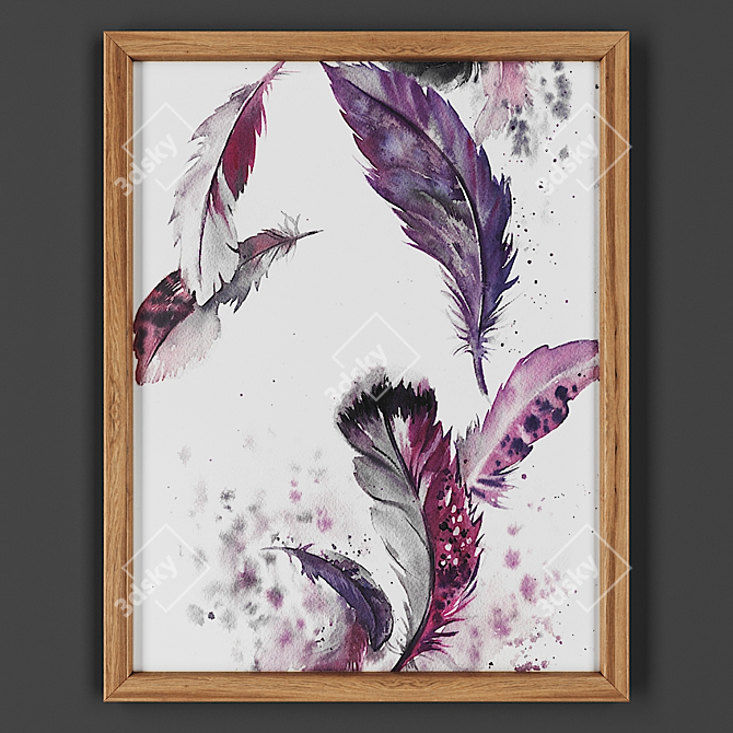 Wooden Framed Painting 3D model image 1