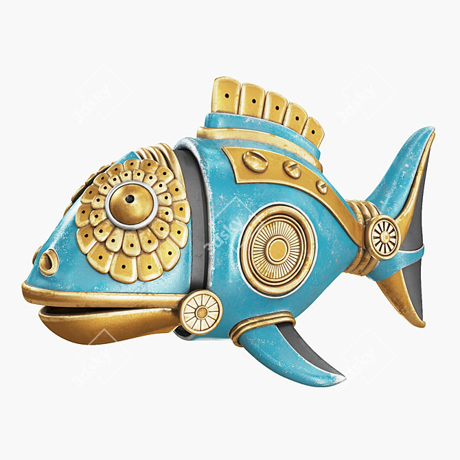 Steam-powered Fish Figurine 3D model image 1