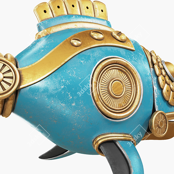 Steam-powered Fish Figurine 3D model image 2