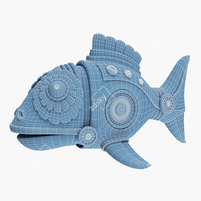 Steam-powered Fish Figurine 3D model image 3