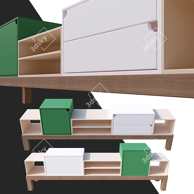 Sleek Container Sideboard in Polygon Design 3D model image 2