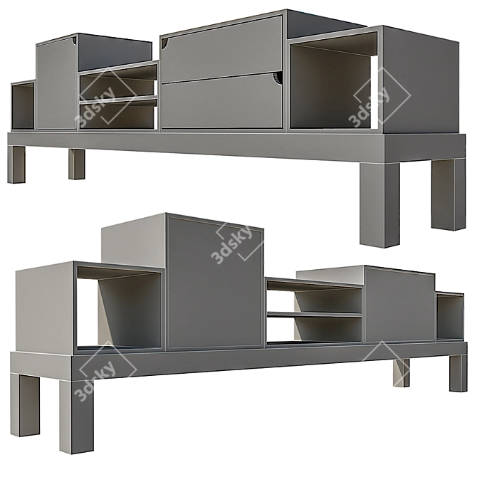 Sleek Container Sideboard in Polygon Design 3D model image 3