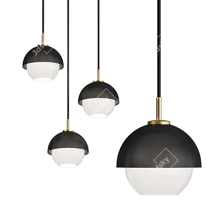 Sleek Metal Pendant Lamp 3D model image 1