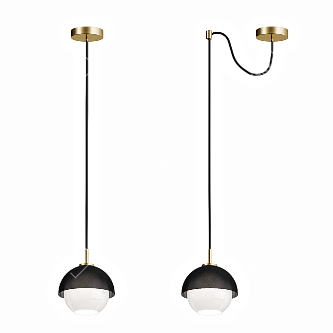 Sleek Metal Pendant Lamp 3D model image 2