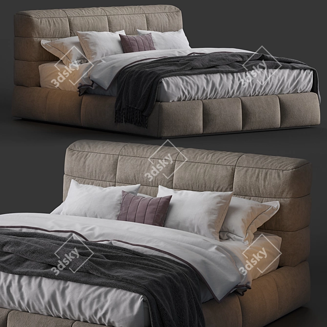 Modern Italian DUNN Bed 3D model image 1