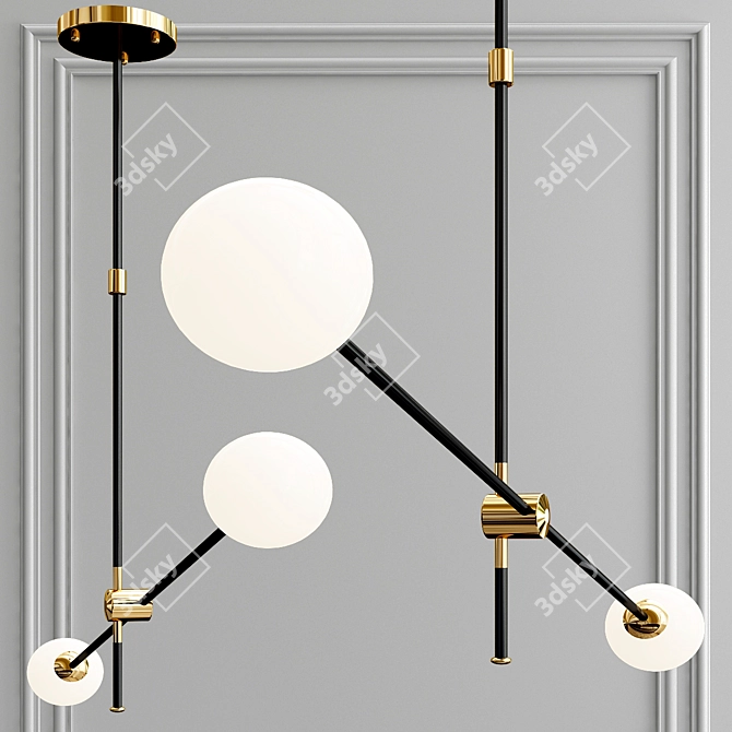 Sleek Metal Pendant with Brass Accents 3D model image 1