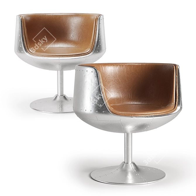 Conan Distressed Caramel Swivel Chair 3D model image 1