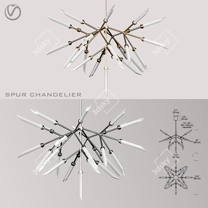 Luxurious Spur Chandelier: Illuminate in Style 3D model image 1