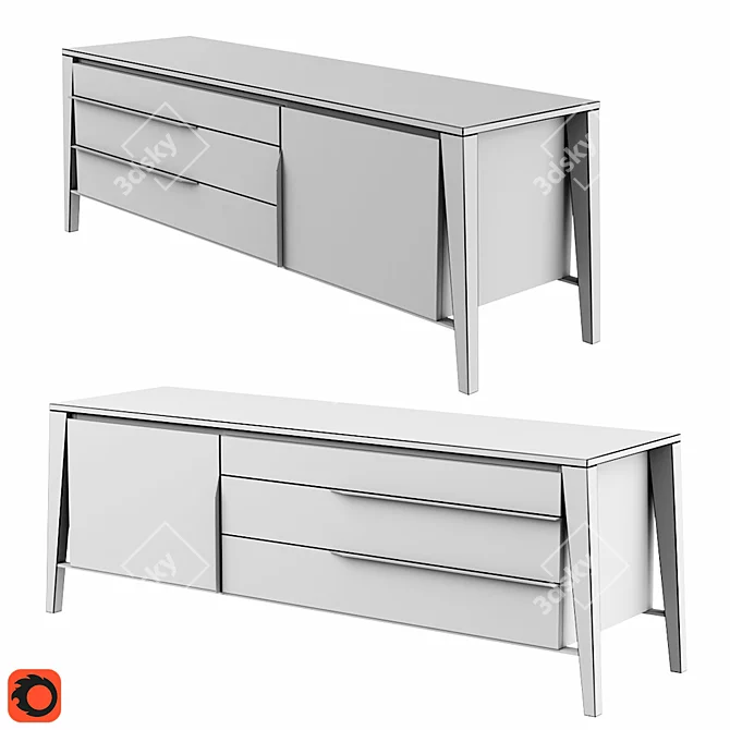 Natuzzi Euclide Sideboard: Sleek and Stylish Storage Solution 3D model image 3