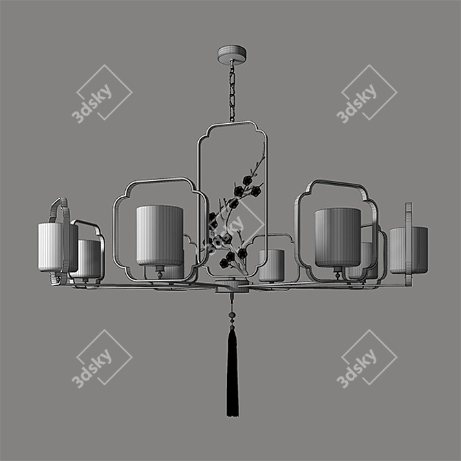 Elegant Chinese Ceiling Fixture 3D model image 2