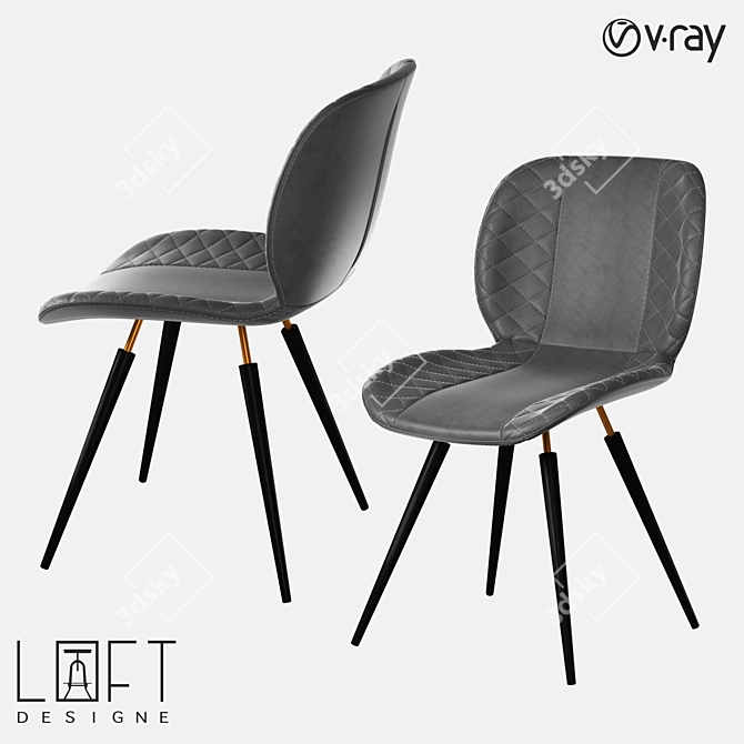 LoftDesign Metal & Faux Leather Chair 3D model image 1