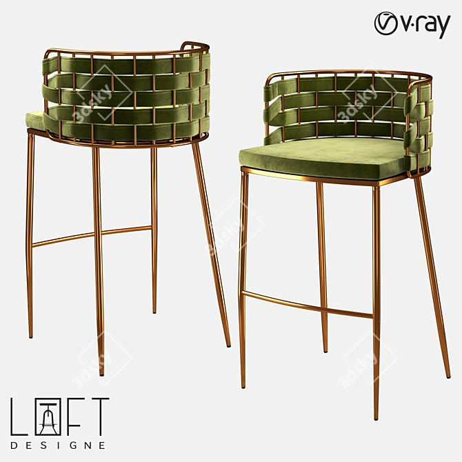 LoftDesigne 30434 Bar Stool: Sleek Metal Frame & Cozy Fabric Seat 3D model image 1