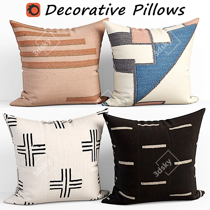 Elegant Decor Pillow Set 3D model image 1