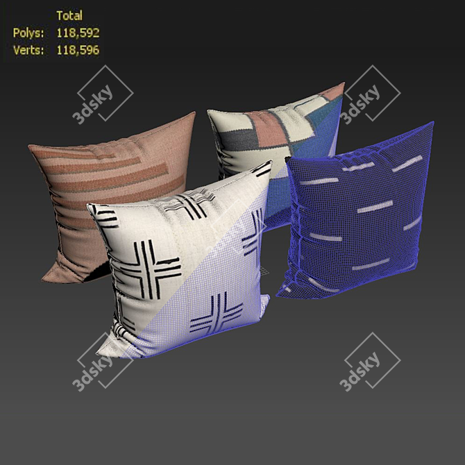 Elegant Decor Pillow Set 3D model image 2