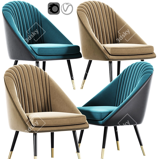 Audrey Strip Chair: Modern Tub Lounge 3D model image 1