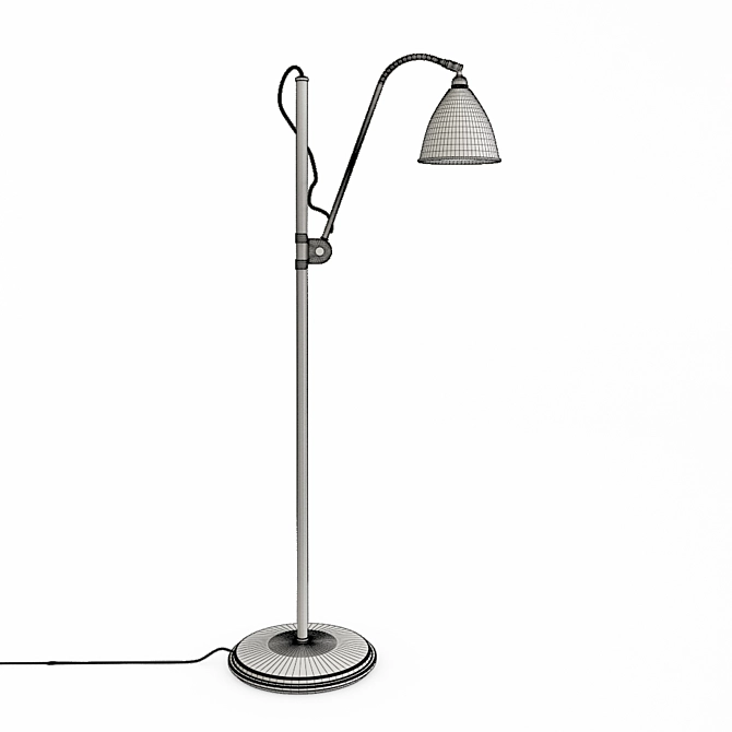 Sleek Adjustable Bone Floor Lamp 3D model image 2