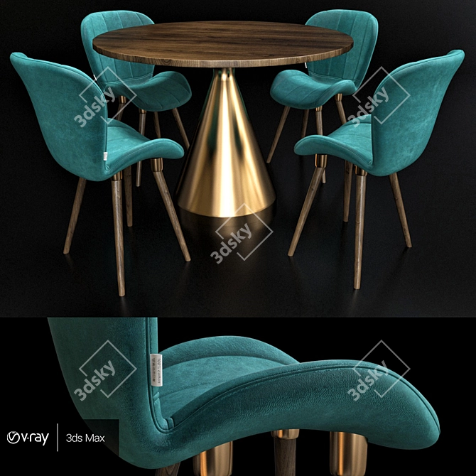 Orleans Table Chair Set 3D model image 1